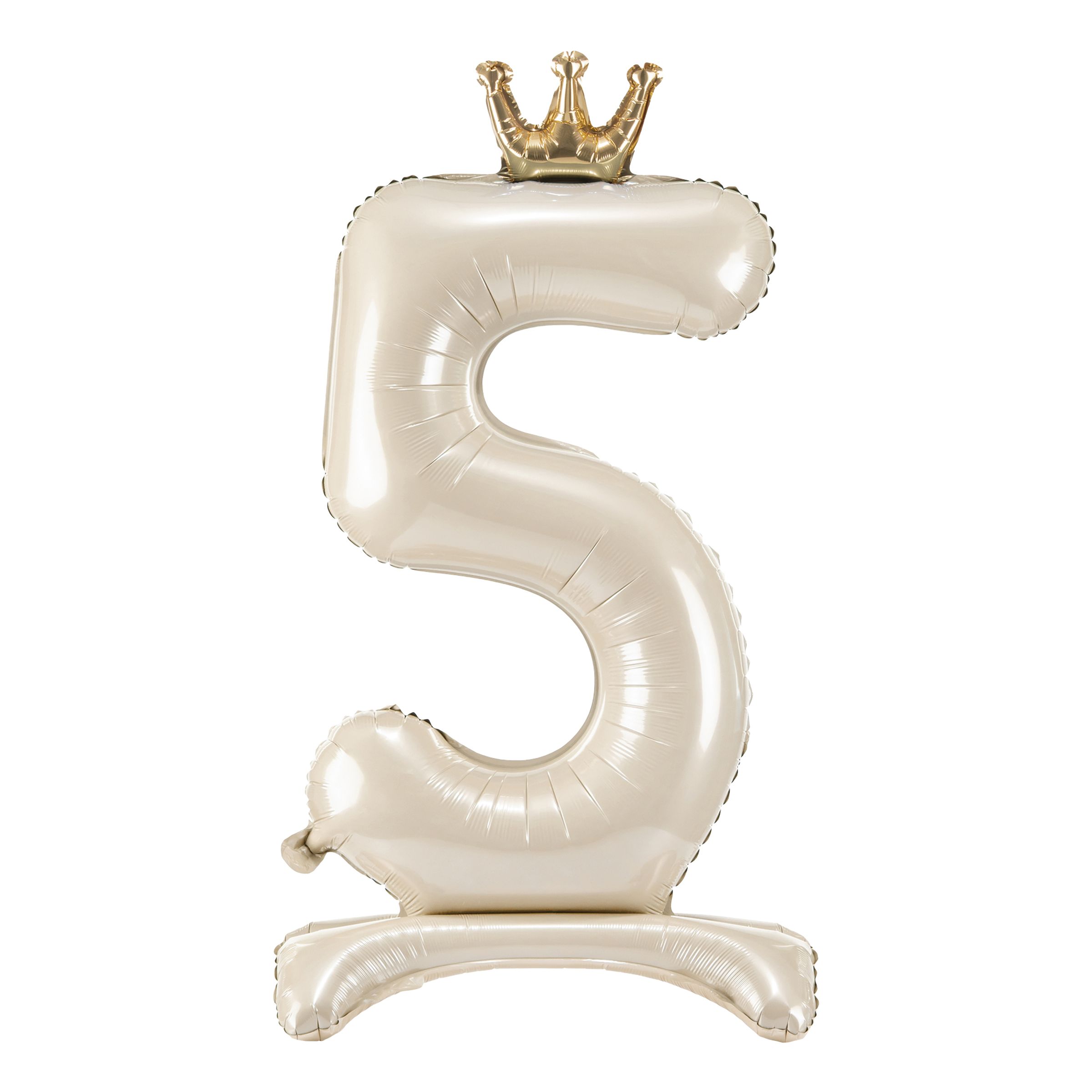 Sifferballong Stående Krämvit - Siffra 5