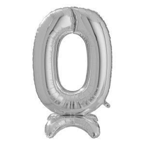 Sifferballong med Ställning Silver - Siffra 0
