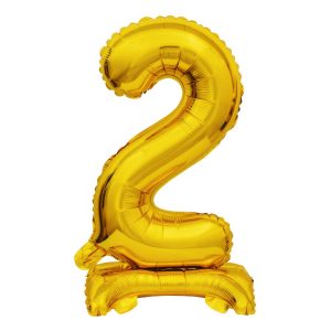 Sifferballong Mini på Ställning Guld - Siffra 2