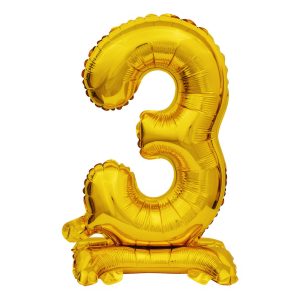 Sifferballong Mini på Ställning Guld - Siffra 3