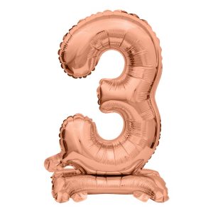 Sifferballong Mini på Ställning Roséguld - Siffra 3