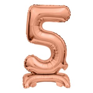 Sifferballong Mini på Ställning Roséguld - Siffra 5