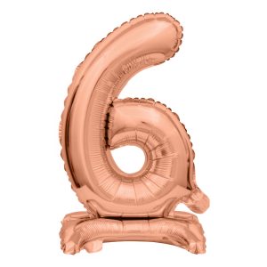 Sifferballong Mini på Ställning Roséguld - Siffra 6