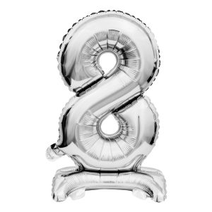 Sifferballong Mini på Ställning Silver - Siffra 8