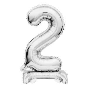 Sifferballong Mini på Ställning Silver - Siffra 2