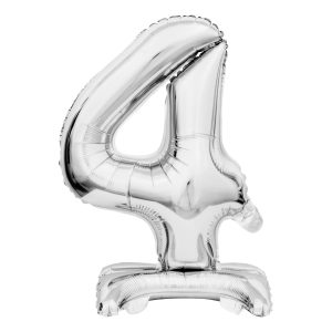 Sifferballong Mini på Ställning Silver - Siffra 4