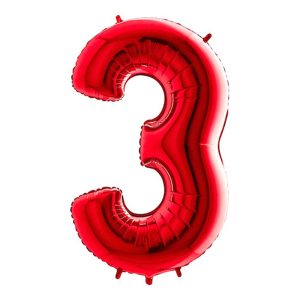 Sifferballong Röd Metallic - Siffra 3