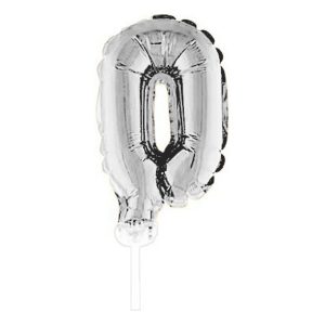 Sifferballong Tårtdekoration Silver - Siffra 0
