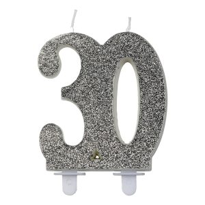 Sifferljus Glitter Silver - Siffra 30
