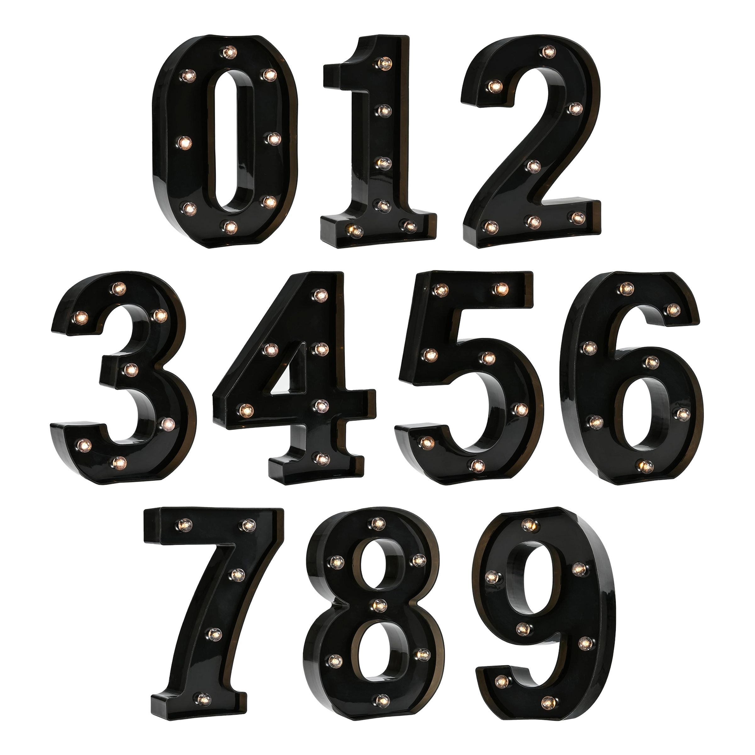 Siffra Svart med LED-Belysning - Siffra 9