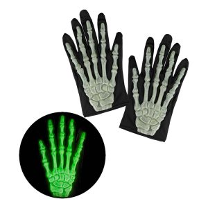 Självlysande Skeletthandskar för Barn - One size