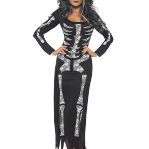 Skelettklänning med Fransar Maskeraddräkt
