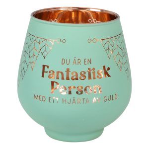 Ljuslykta Spegelglas med Text - Fantastisk
