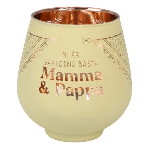 Ljuslykta Spegelglas med Text - Mamma & Pappa