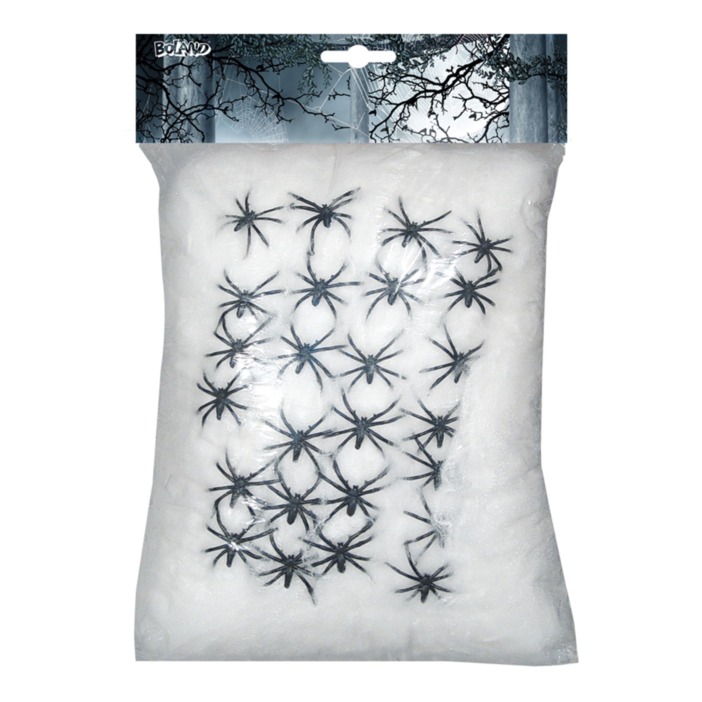 Spindelnät Vitt med Spindlar - 500 gram