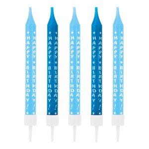 Tårtljus Happy Birthday Blå - 10-pack