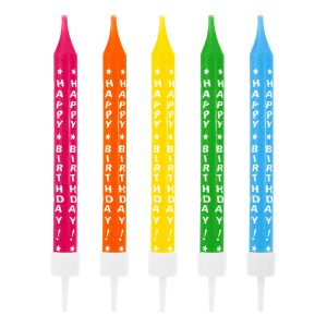 Tårtljus Happy Birthday Flerfärgade - 10-pack