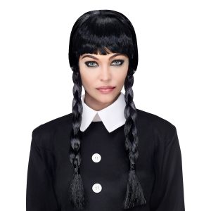 Spöktjej Svart Peruk med Flätor - One size
