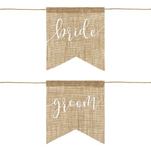 Stolsdekorationer Bride & Groom Jute