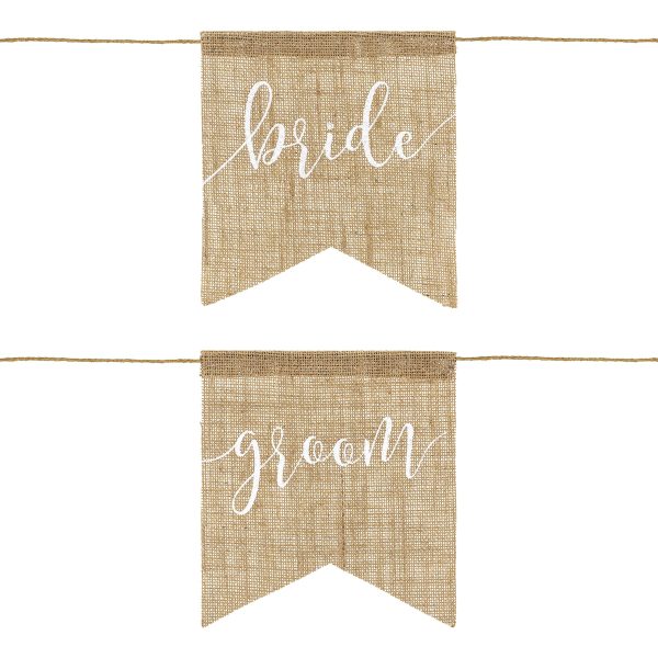 Stolsdekorationer Bride & Groom Jute