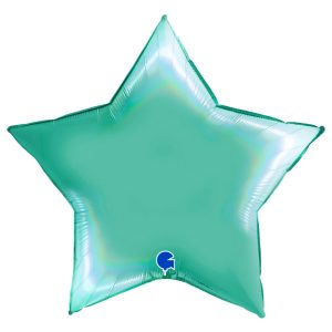 Stor Ballong Stjärna Holografisk Platinum Tiffany