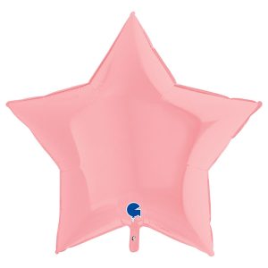 Stor Folieballong Stjärna Matt Pastell Rosa