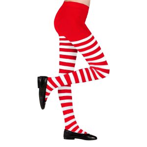 Strumpbyxor för Barn Röd/Vit Randiga - Large