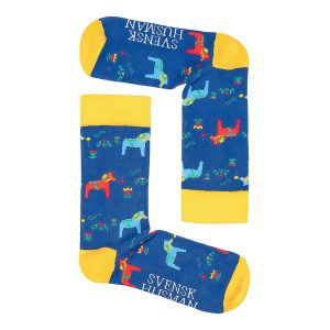 Strumpor med Dalahästar - Blå 41-46