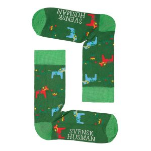 Strumpor med Dalahästar - Grön 41-46