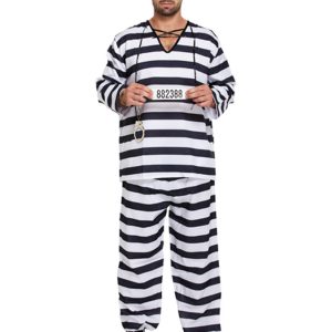 Svart och Vit Fånge Maskeraddräkt