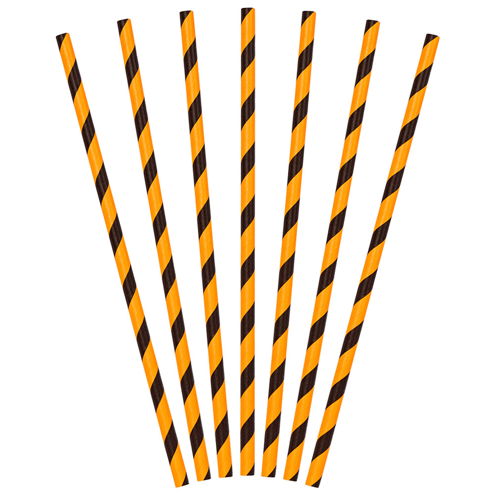 Svarta/Orangea Sugrör 20-pack