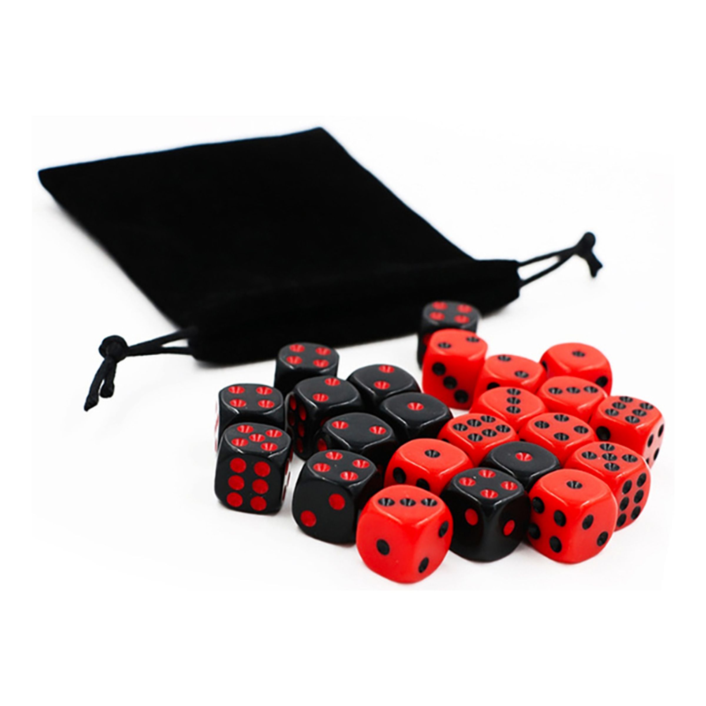 Svart/Röda Tärningar - 24-pack