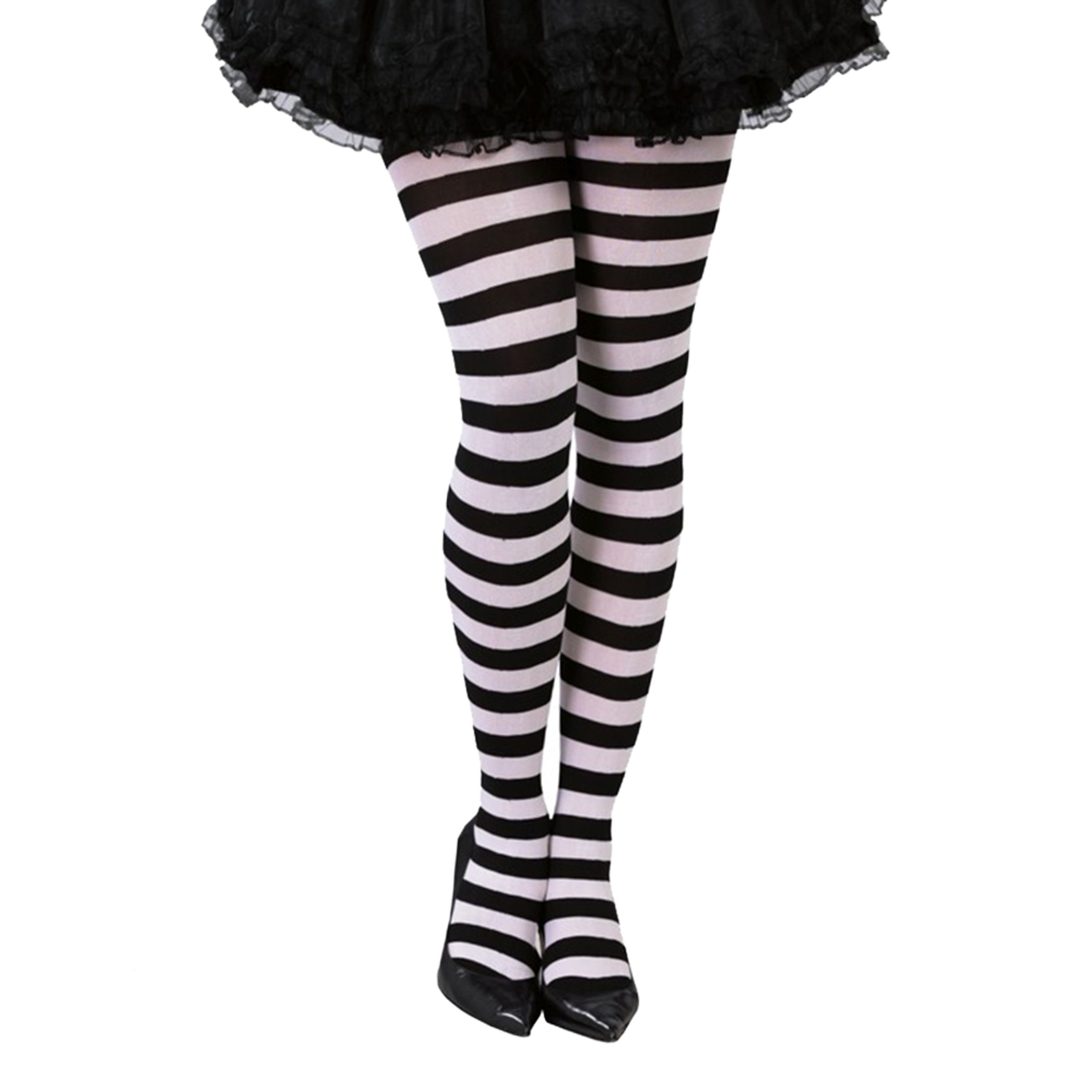 Svart/Vita Randiga Strumpbyxor - One size