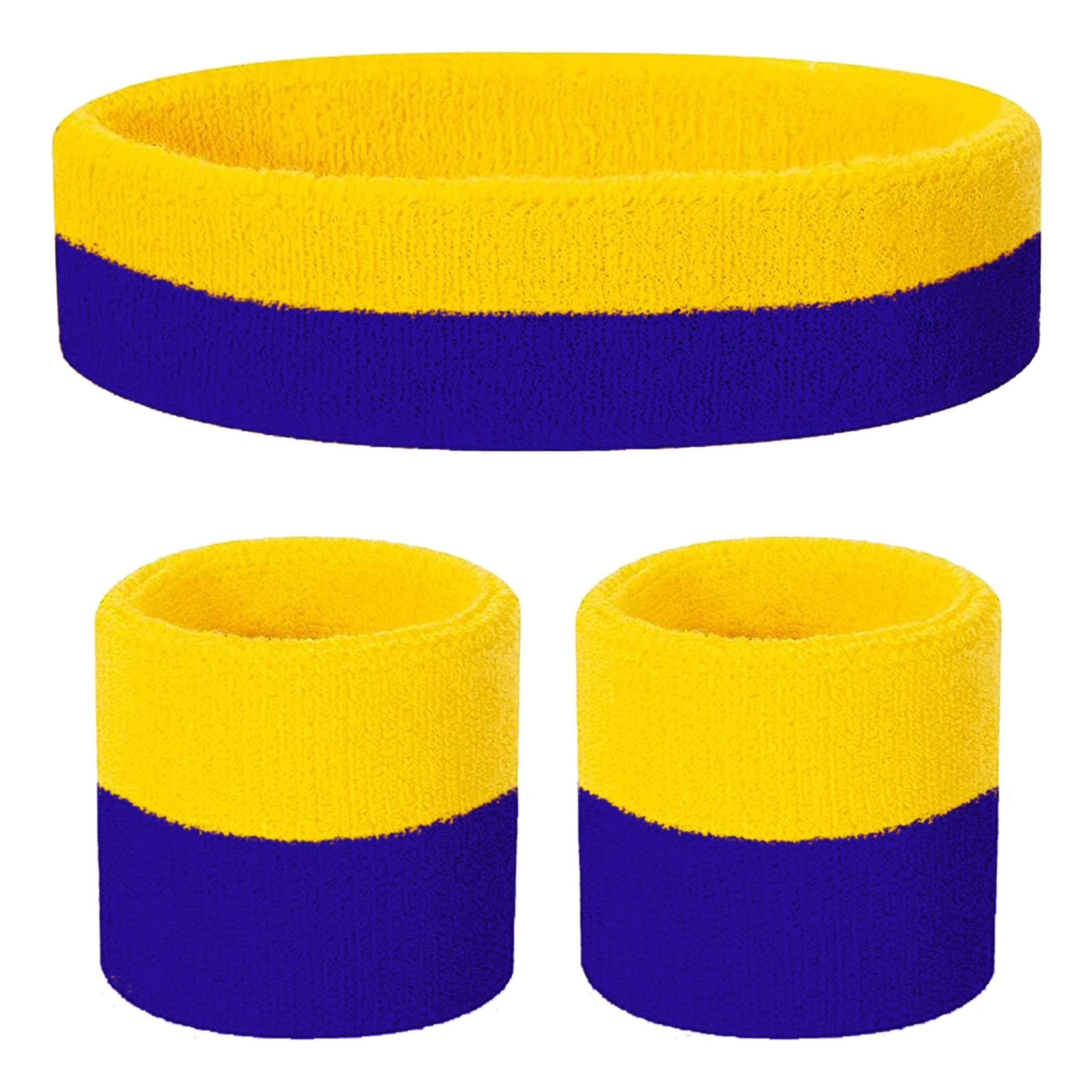 Svettarmband & Pannband Blå/Gul