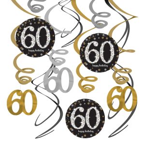 Swirls 60 Guld/Silver Hängande Dekoration - 12-pack