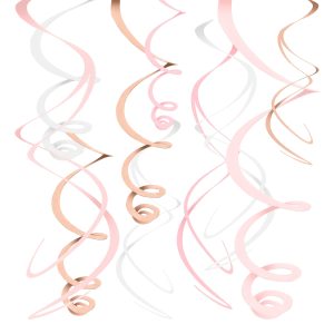 Swirls Roséguld Blush Takdekoration - 12-pack