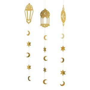 Takdekorationer Eid Mubarak Guld - 3-pack