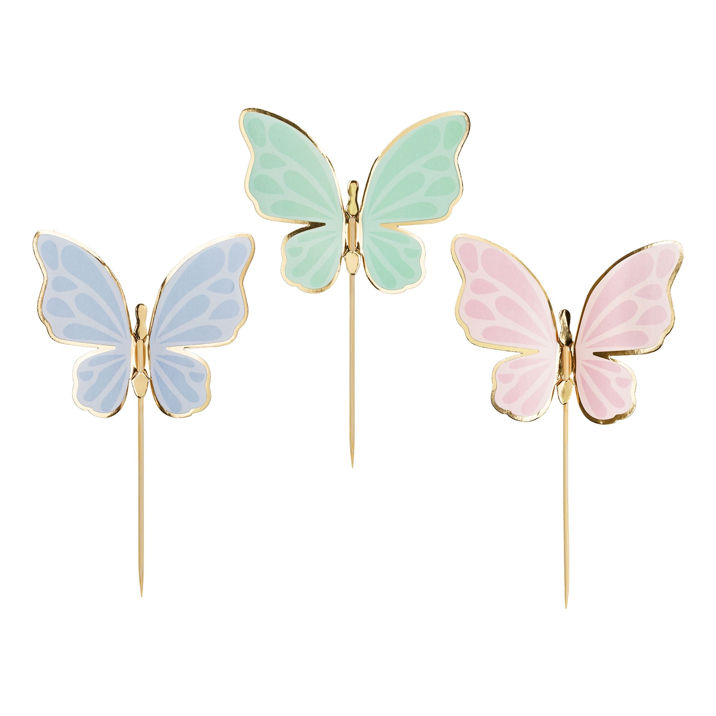 Tårtdekoration Fjärilar - 9-pack
