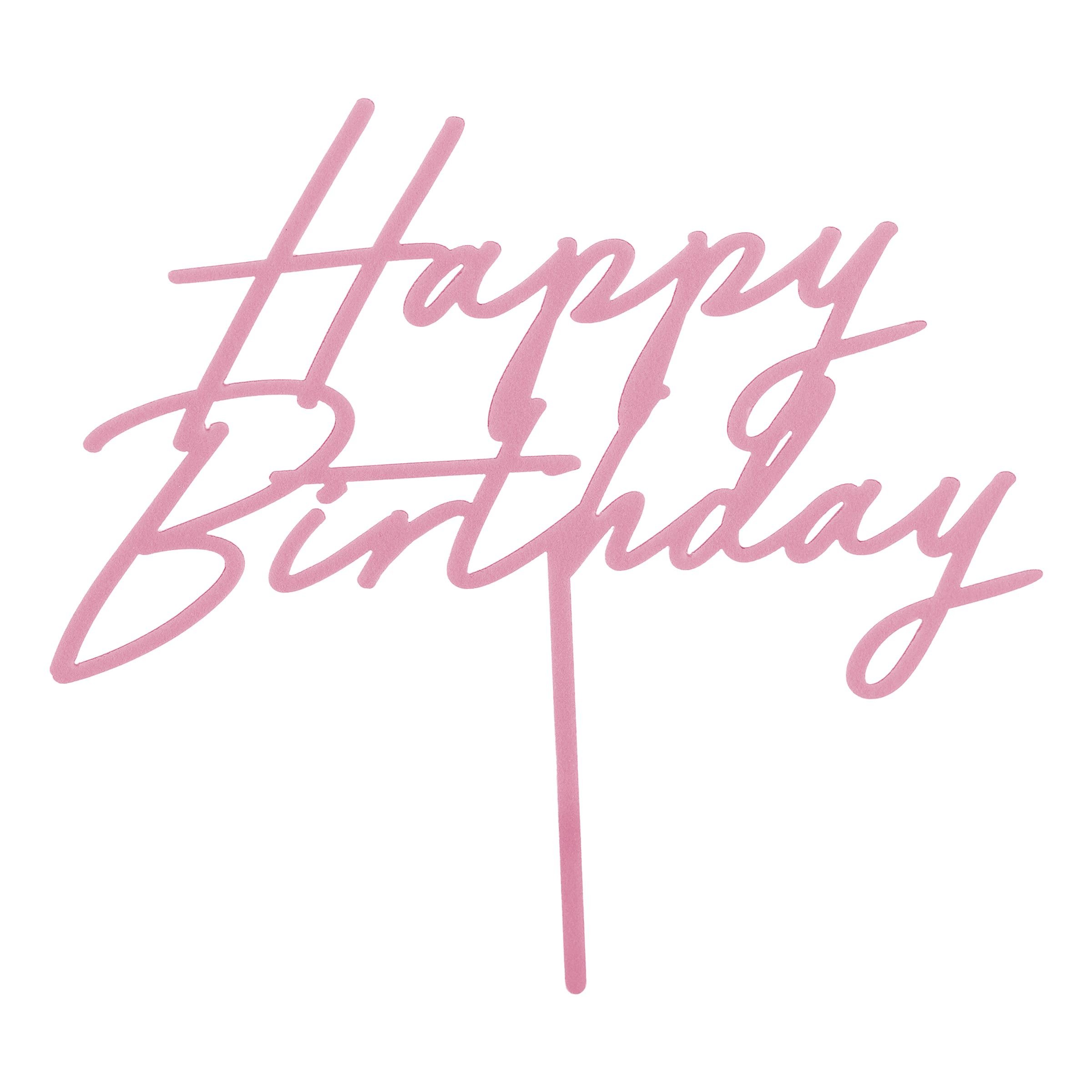 Tårtdekoration Happy Birthday Ljusrosa