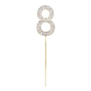 Tårtdekoration Siffra Diamanter Guld - Siffra 8