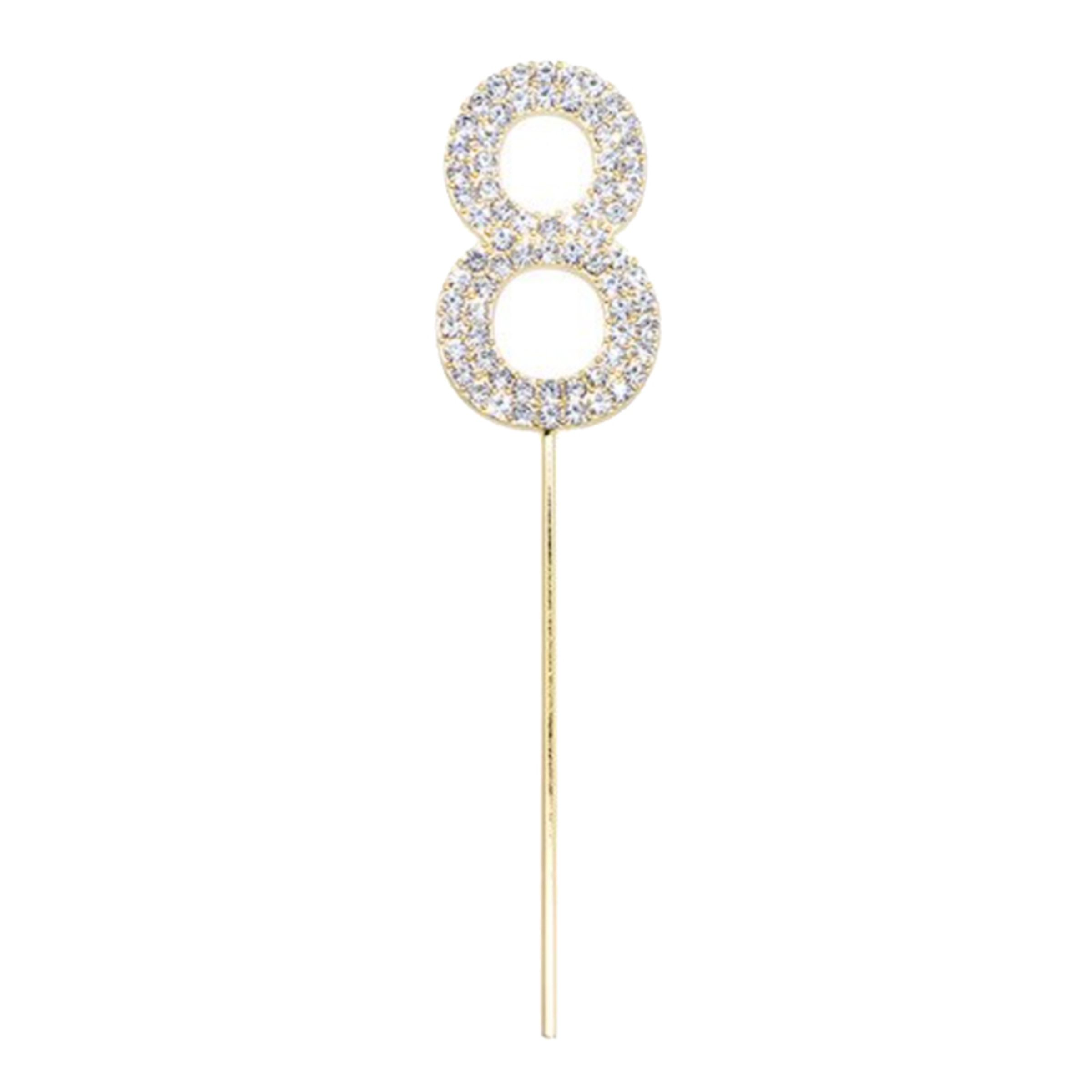 Tårtdekoration Siffra Diamanter Guld - Siffra 8
