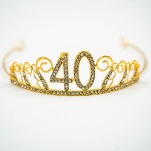 Tårtdekoration Tiara Siffra i Metall Guld - Siffra 40