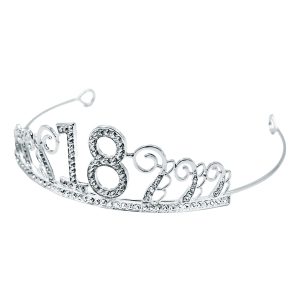 Tårtdekoration Tiara Siffra i Metall Silver - Siffra 18