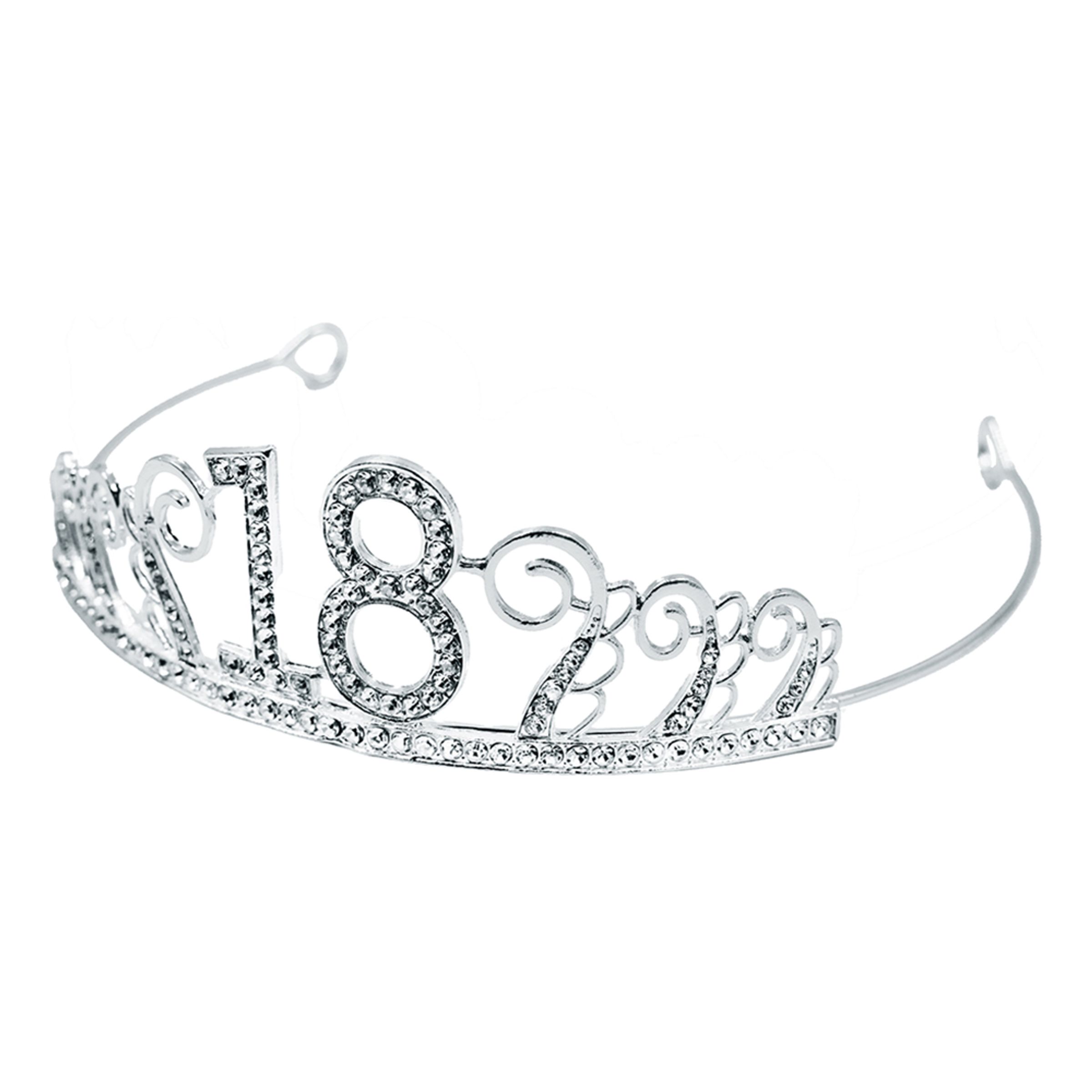 Tårtdekoration Tiara Siffra i Metall Silver - Siffra 18