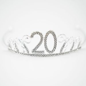 Tårtdekoration Tiara Siffra i Metall Silver - Siffra 20