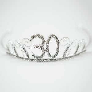 Tårtdekoration Tiara Siffra i Metall Silver - Siffra 30