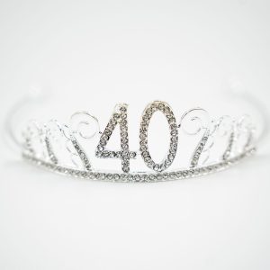 Tårtdekoration Tiara Siffra i Metall Silver - Siffra 40