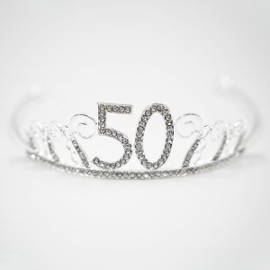 Tårtdekoration Tiara Siffra i Metall Silver - Siffra 50