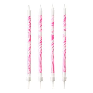 Tårtljus Marmor Vit/Rosa - 12-pack