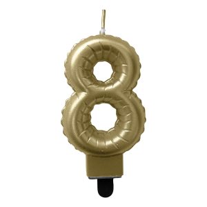 Tårtljus Sifferballong Guld - Siffra 8